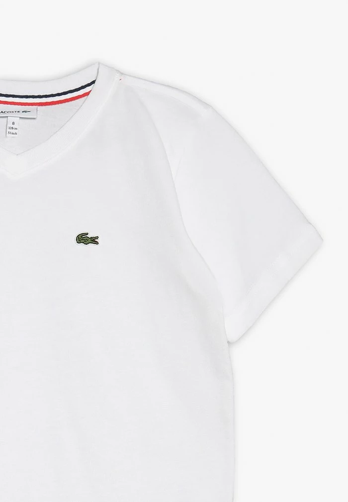 Lacoste BOY V-NECK TEE - Basic T-shirt - Blanc 6 Lacoste BOY V-NECK TEE - Basic T-shirt - Blanc - Image 4