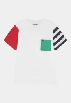 Lacoste Print T-shirt - White/infrared/clover Green/navy Blue