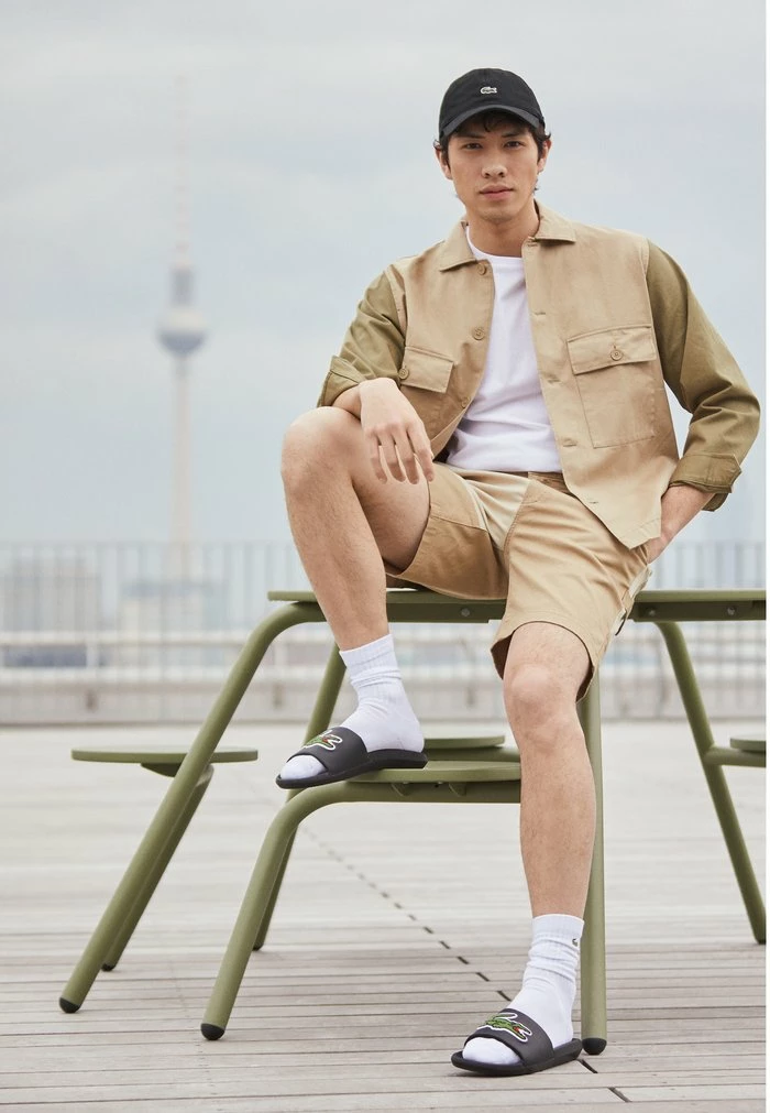 Lacoste CROCO SLIDE - Mules - Black/green 3 Lacoste CROCO SLIDE - Mules - Black/green