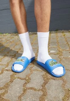 Lacoste CROCO SLIDE - Mules - Blue/green -Lacoste Sales Store e4ae275b8a2e4b1b87c310fa0cfa5b6b